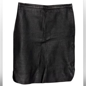 Danier Women's (Size 8) Perforated Leather Front & Jersey Back Midi Pencil Skirt